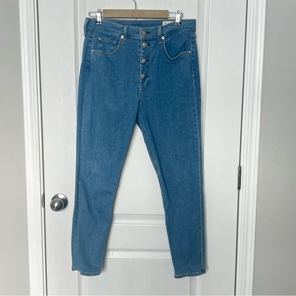 Rag & Bone Nina High Rise Ankle Skinny Jeans Denim Button Fly Size 30 Inseam 26 - Picture 1 of 16